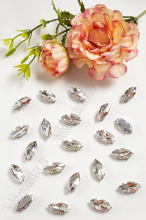 Стразы пришивные 15 мм &quot;Овал заостренный&quot; (20 шт) SF-3713, серебро №1