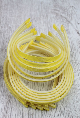 Ободки 1 см, пластик. с репсовой тканью (20 шт) SF-1466, желтый №0015