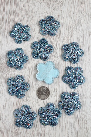 Патч 3D, россыпь пайеток &quot;Цветок&quot; 4 см (20 шт) SF-1536, голубой