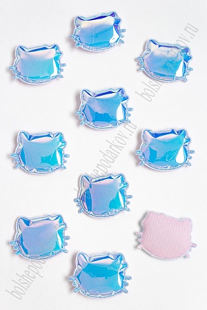 Патч глянец &quot;Котёнок&quot; 3*3,5 см (10 шт) SF-2972, синий хамелеон