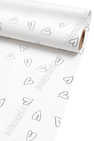 Пленка для цветов в рулоне &quot;Сердечко&quot; 58 см*10 м (SF-7063) белый №111