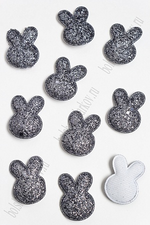 Патч 3D с блестками &quot;Зайка&quot; 4*3 см (20 шт) SF-3162, графит