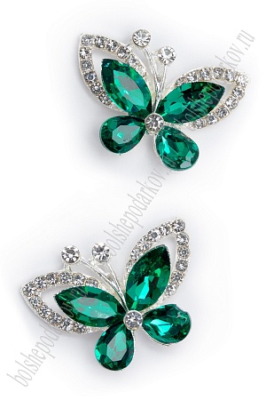 Серединка ювелирная &quot;Бабочка&quot; (2 шт) SF-7044, изумрудный №14