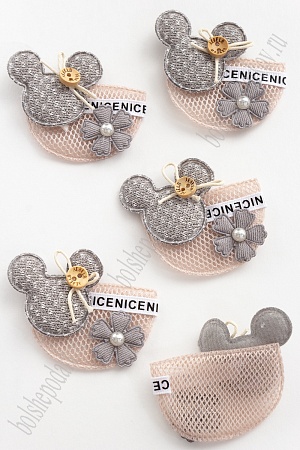 Патч тканевый &quot;Микки кармашек&quot; 6*5 см (5 шт) SF-2978, серый