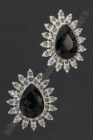 Серединка ювелирная (2 шт) SF-5957, серебро/черный №06