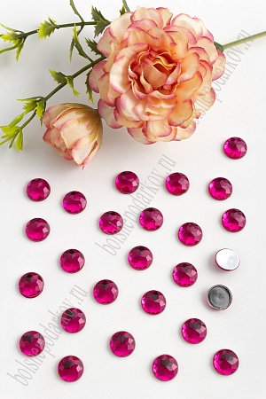 Стразы граненые 10 мм, круглые (100 шт) SF-1591, фукси