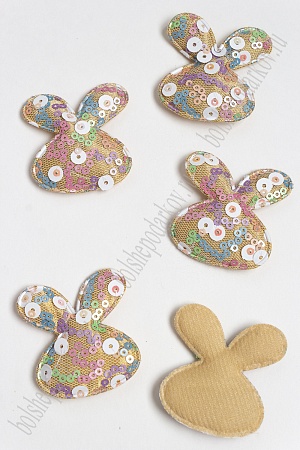 Патч с крупными пайетками &quot;Зайка&quot; 50*45 мм (10 шт) SF-2975, бежевый