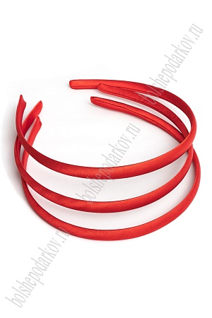 Ободки 1 см, пластик. с атласной тканью (20 шт) SF-1465, красный №026