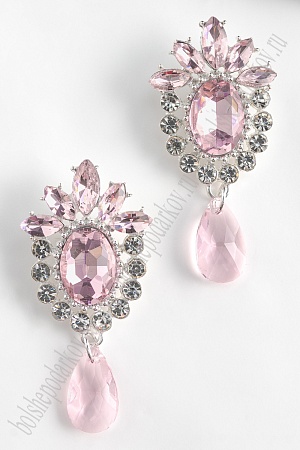 Серединка ювелирная с подвеской (2 шт) SF-5958, серебро/светло-розовый №13