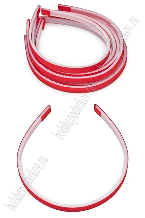 Ободки 1 см, пластик. с репсовой тканью (20 шт) SF-1466, красный №26