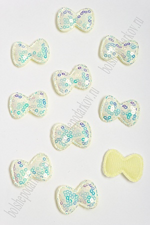 Патч с пайетками &quot;Бантик&quot; 3,5*2,5 см (10 шт) SF-2968, лимонный