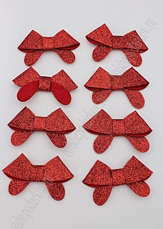 Патч с блестками 7*2,5 см &quot;Бантик&quot; (10 шт) SF-1872, красный