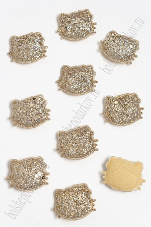 Патч 3D с блестками &quot;Котёнок&quot; 2,9*3,2 см (20 шт) SF-3162, светлое золото