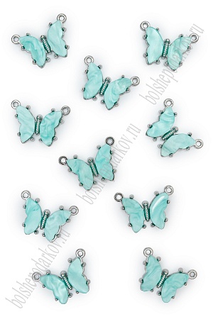 Подвеска-коннектор металл &quot;Бабочка&quot; (10 шт) SF-7343, голубой