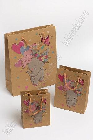 Пакет крафтовый с рисунком &quot;Слоник&quot; 26*32*10 см (12 шт) SF-7171, №4
