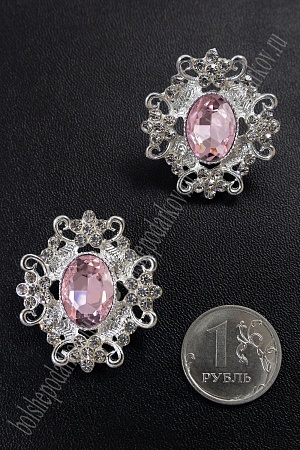 Серединка ювелирная (2 шт) SF-5794, серебро/розовый №13