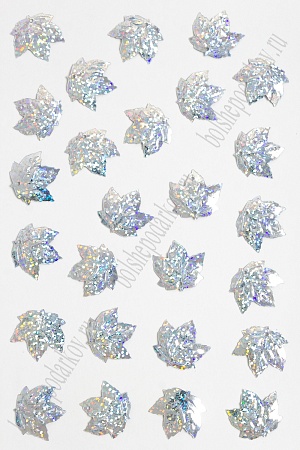 Пайетки &quot;Лист кленовый&quot; 23*23 мм*50 гр (SF-3062), серебряный №50112