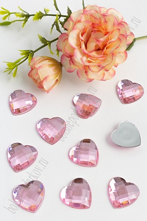 Стразы граненые 20 мм, сердце (50 шт) SF-381, светло-розовый