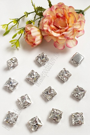 Стразы пришивные 12 мм &quot;Квадрат&quot; (20 шт) SF-3710, серебро №1