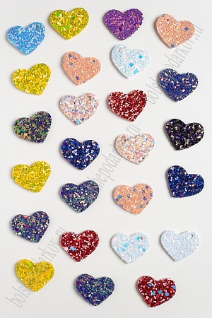 Патчи двухсторонние с пайетками &quot;Сердце&quot; 2,5*2 см (10 шт) SF-2275, ассорти