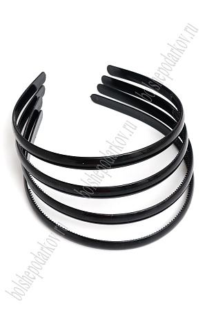 Ободки для волос 1 см пластиковые (12 шт) SF-1506, черный