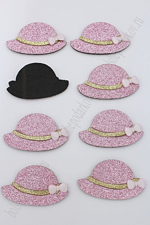 Патч с декором бантик 5,5*3,5 см &quot;Шляпка&quot; (10 шт) SF-1875, розовый