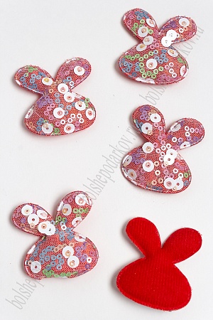 Патч с крупными пайетками &quot;Зайка&quot; 50*45 мм (10 шт) SF-2975, красный