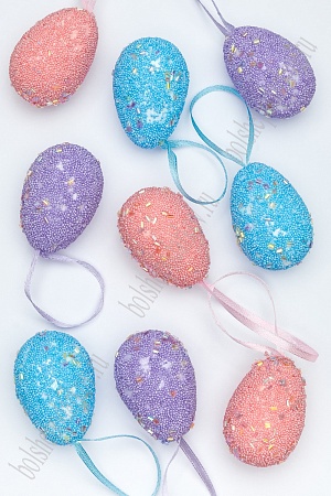 Пасхальный декор &quot;Яйца с лентой&quot; 3,5*5 см (9 шт) SF-7477, ассорти №2