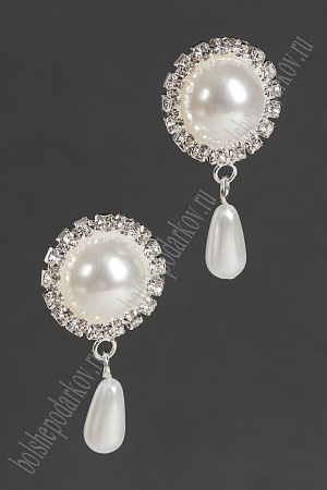 Серединка ювелирная с подвеской (2 шт) SF-5954, серебро/белый №43