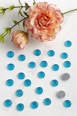 Стразы круглые 10 мм (200 шт) SF-373/1604, голубой