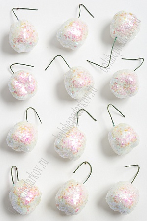 Муляж декоративный &quot;Яблочко с блестками&quot; (20 шт) SF-3156, белый хамелеон