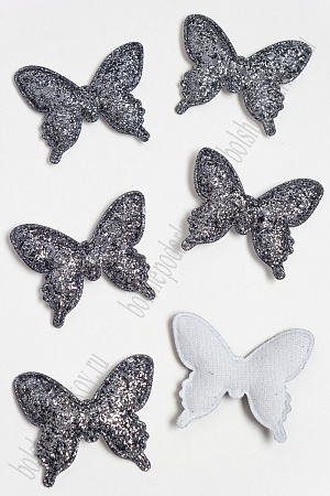 Патч 3D с блестками &quot;Бабочка&quot; 5,5*4,5 см (10 шт) SF-3163, графит