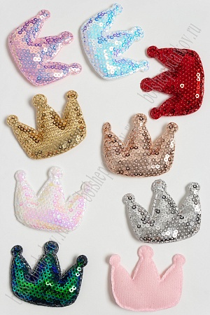 Патч с пайетками &quot;Корона&quot; 5,5*4,5 см (20 шт) SF-3782, ассорти
