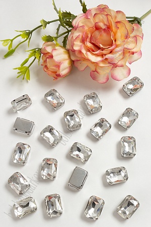 Стразы пришивные 14 мм &quot;Прямоугольник&quot; (20 шт) SF-3703, серебро №1