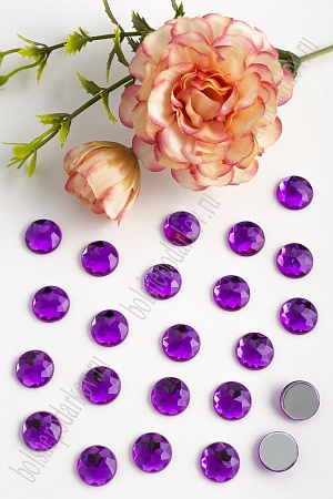 Стразы граненые 12 мм, круглые (100 шт) SF-1592, темно-сиреневый №4