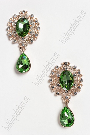 Серединка ювелирная с подвеской (2 шт) SF-4482, золото/светло-зеленый №17