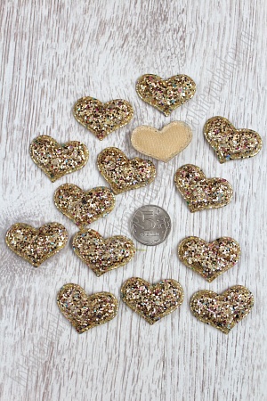 Патч 3D, россыпь пайеток &quot;Сердце&quot; 2,8*3,8 см (20 шт) SF-1532, золото