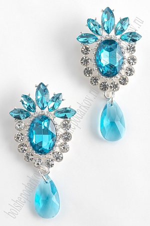 Серединка ювелирная с подвеской (2 шт) SF-5958, серебро/голубой №15