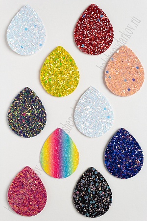 Патчи двухсторонние с пайетками &quot;Капля&quot; 5*4 см (10 шт) SF-2274, ассорти