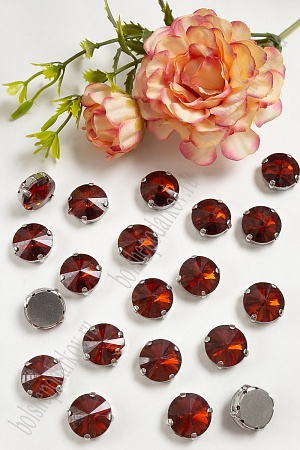 Стразы пришивные 14 мм &quot;Круг&quot; (20 шт) SF-3705, темно-коричневый №4