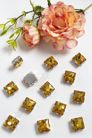 Стразы пришивные 12 мм &quot;Квадрат&quot; (20 шт) SF-3710, золото №14