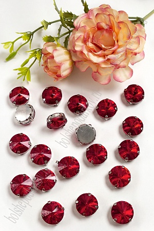 Стразы пришивные 14 мм &quot;Круг&quot; (20 шт) SF-3705, красный №18