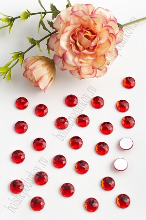 Стразы граненые 10 мм, круглые (1000 шт) SF-1591, красный №6