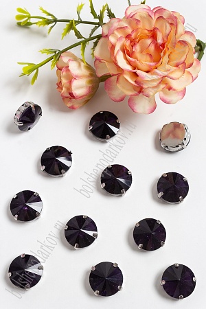 Стразы пришивные 16 мм &quot;Круг&quot; (20 шт) SF-3704, темно-сиреневый №15