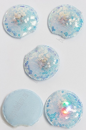 Патч с пайетками &quot;Ушки круглые&quot; 5,5*5 см (5 шт) SF-3165, голубой