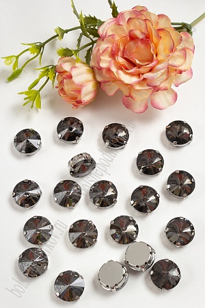 Стразы пришивные 14 мм &quot;Круг&quot; (20 шт) SF-3705, графитовый №2