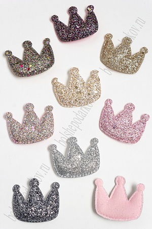 Патч 3D с блестками &quot;Корона&quot; 5,5*4,5 см (30 шт) SF-3163, ассорти
