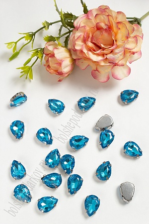 Стразы пришивные 14 мм &quot;Капелька&quot; (20 шт) SF-3708, голубой №12