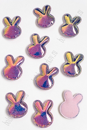 Патч глянец с блестками &quot;Зайка&quot; 4,3*3,2 см (10 шт) SF-2971, розовый хамелеон