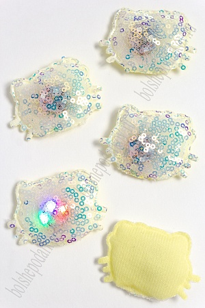 Патч с пайетками &quot;Котёнок&quot; 5*4,2 см (5 шт) SF-3165, лимонный